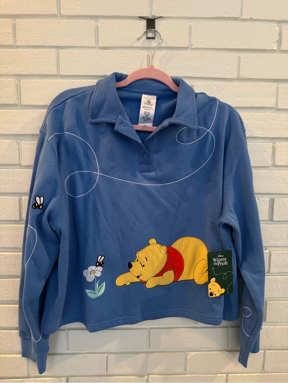 Winnie the Pooh Blue Women’s Polo Long-Sleeve Top